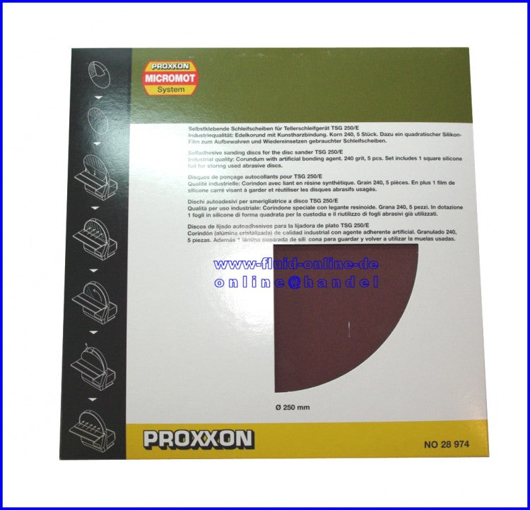 PROXXON 28974 Schleifscheiben Korn 240 + 1 Silikonfilm für TSG250/E