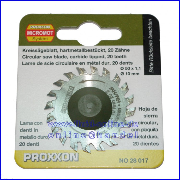 PROXXON 28017 Kreissägeblatt Sägeblatt hartmetall bestückt 20 Zähne Ø50mm
