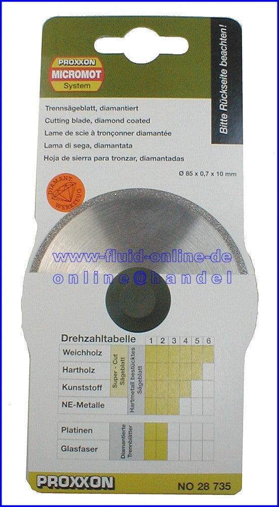 PROXXON 28735 diamantiertes Sägeblatt für Tischkreissäge FKS/E + FET