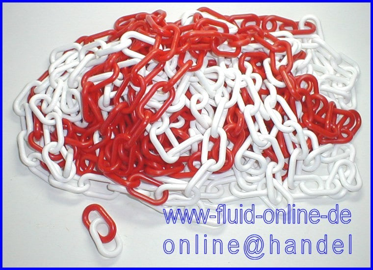 PEREL 1186-10 Absperrkette Kette rot weiß Länge 10m / 10 Meter - 6mm Glieder