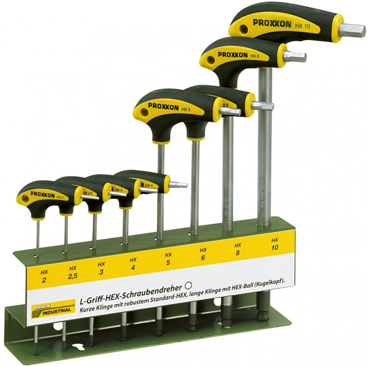 PROXXON 22650 Satz L-Griff Innensechskant HEX HX Schraubendreher 2-10mm mit Halter