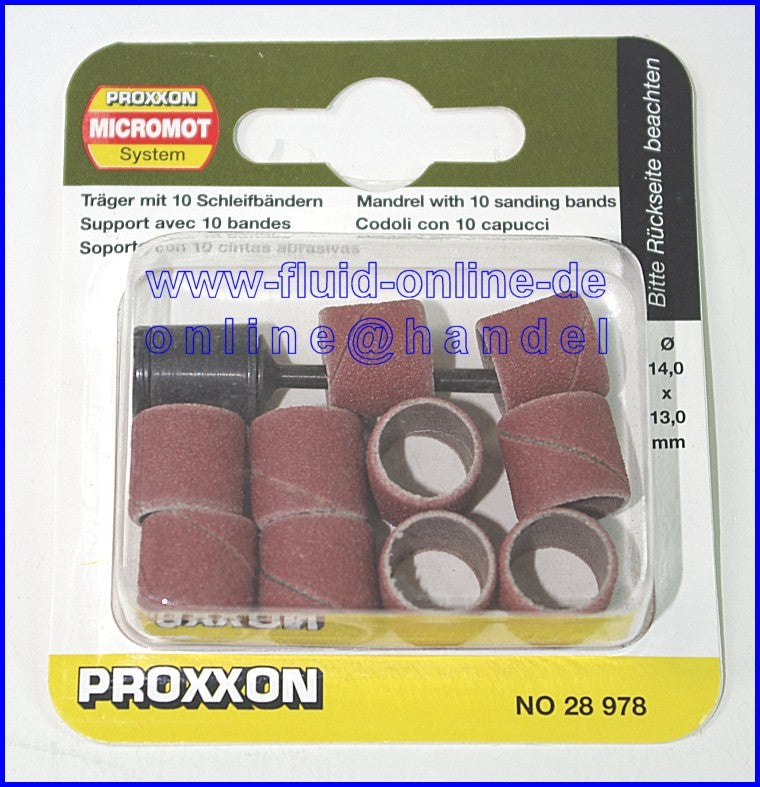 PROXXON 28978 1 x Träger mit 10 Schleifbändern Form Zylinder Korn 120 Ø14mm