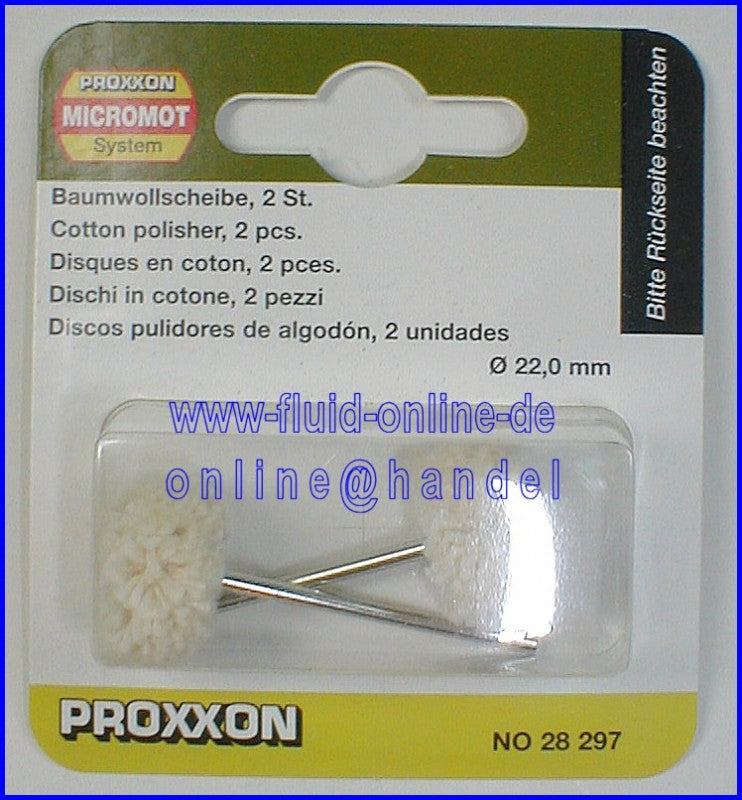 PROXXON 28297 Baumwollscheibe zum Polieren Ø22mm - 2 Stück/Packung