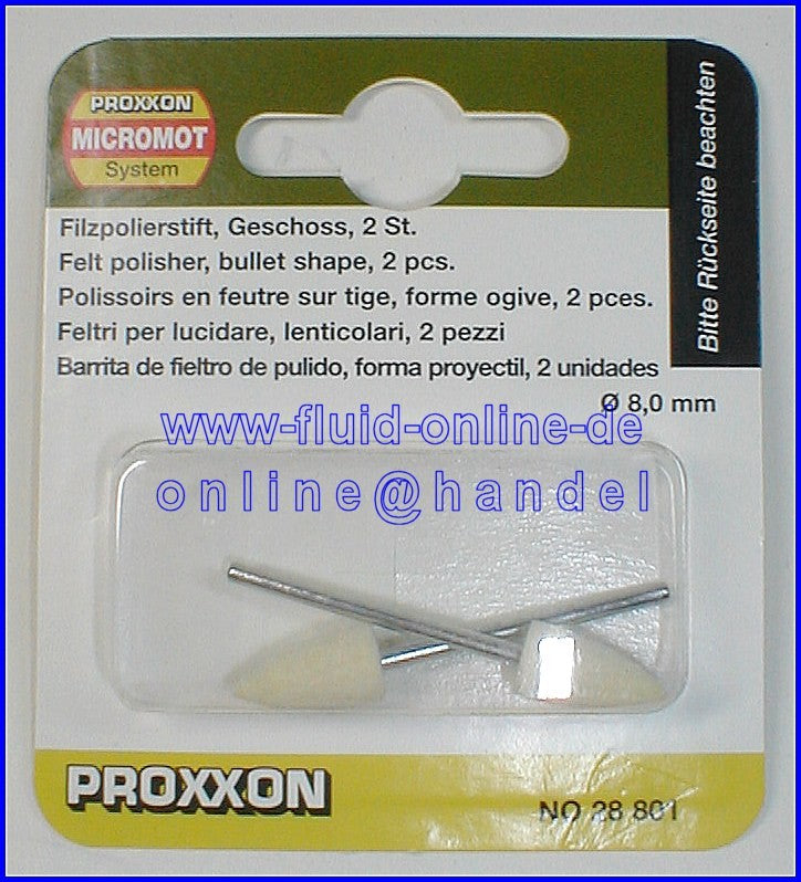 PROXXON 28801 Filzpolierstift, Form Geschoss - 2 Stück/Packung