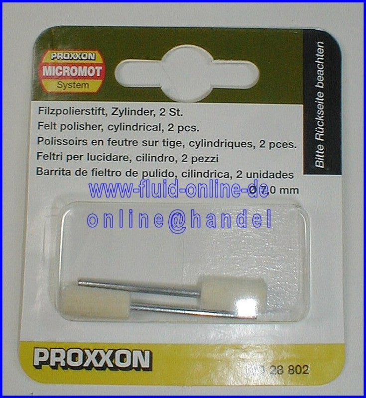 PROXXON 28802 Filzpolierstift, Form Zylinder - 2 Stück/Packung