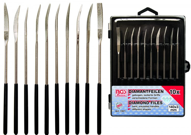 BGS 1921 Satz diamantierte Feilen, Diamantfeilen, Nadelfeilen, 10 tlg.