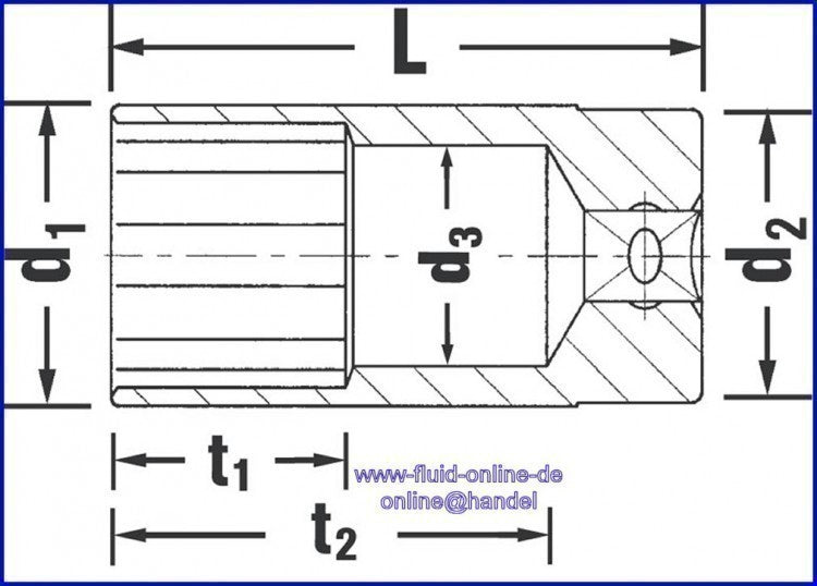STAHLWILLE 51 Steckschlüsseleinsatz Nuss lang 30mm Antrieb 12,5mm (1/2") - 03020030