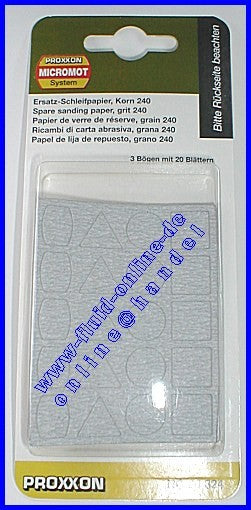 PROXXON 28824 Schleifpapier für PS12 / PS13 Korn 240 3 Bögen / Packung
