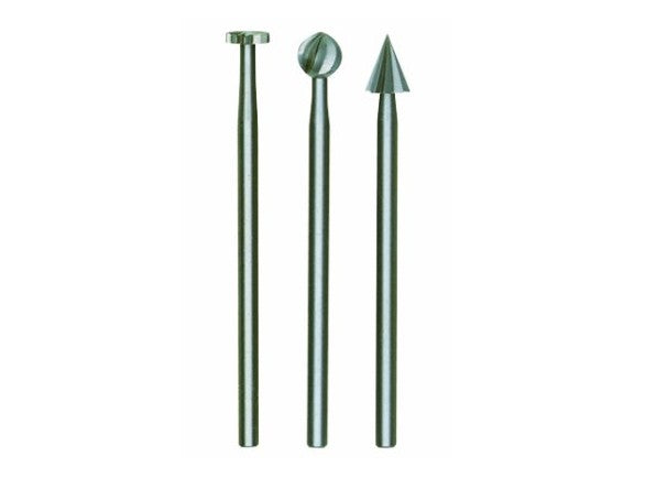 PROXXON 28720 Feinfräsersatz aus Wolfram-Vanadiumstahl Rad Kugel Kegel 3 teilig