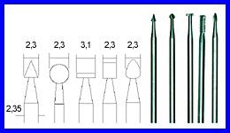 PROXXON 28710 Feinfräsersatz (Wolfram-Vanadiumstahl), 5-tlg. (Rad, Kugel, Kegel, Zyl., Elypse)