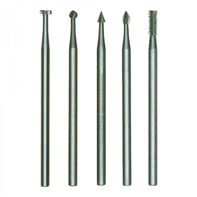 PROXXON 28710 Feinfräsersatz (Wolfram-Vanadiumstahl), 5-tlg. (Rad, Kugel, Kegel, Zyl., Elypse)