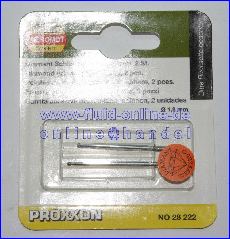 PROXXON 28222 Diamantschleifstifte Form Kugel 1,8mm 2 Stück/Packung