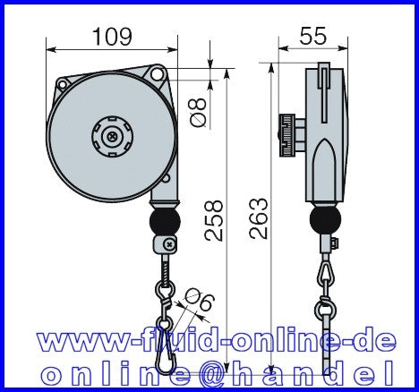 RODCRAFT 9311 Federzug Traglast 0,4-1 kg Hub 1600mm - 8951011260