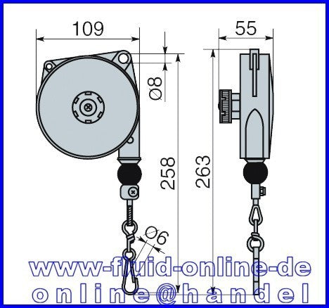 RODCRAFT 9313 Federzug Traglast 2-3 kg Hub 1600mm - 8951011262