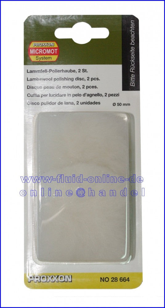 PROXXON 28664 Lammfell Polierhaube Packung mit 2 Stück Ø50mm Klett