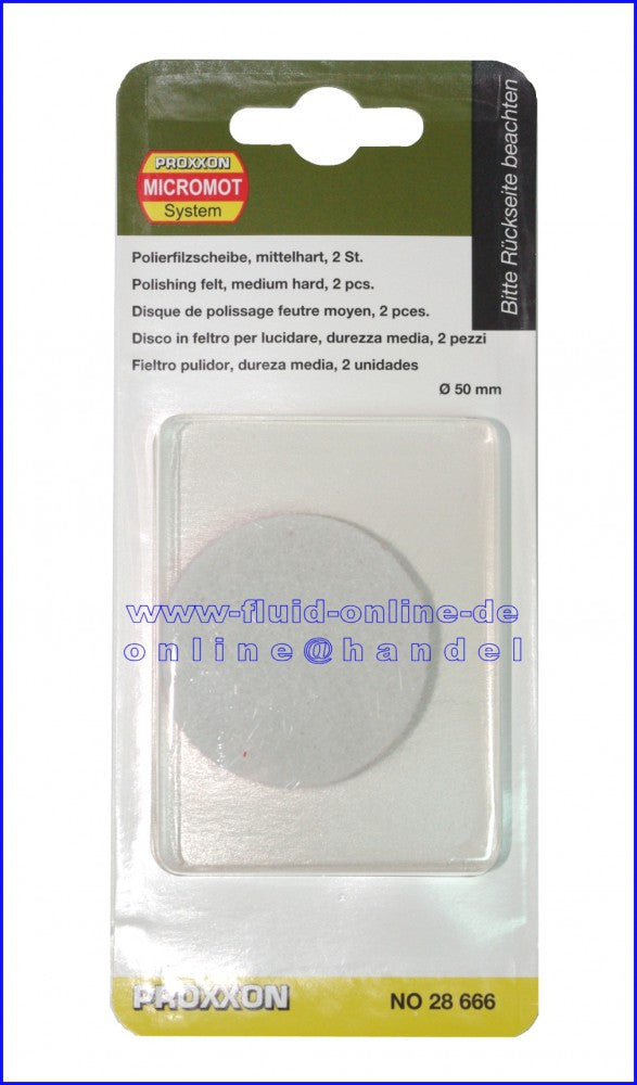 PROXXON 28666 Polierscheiben Filz Packung mit 2 Stück Ø50mm Klett