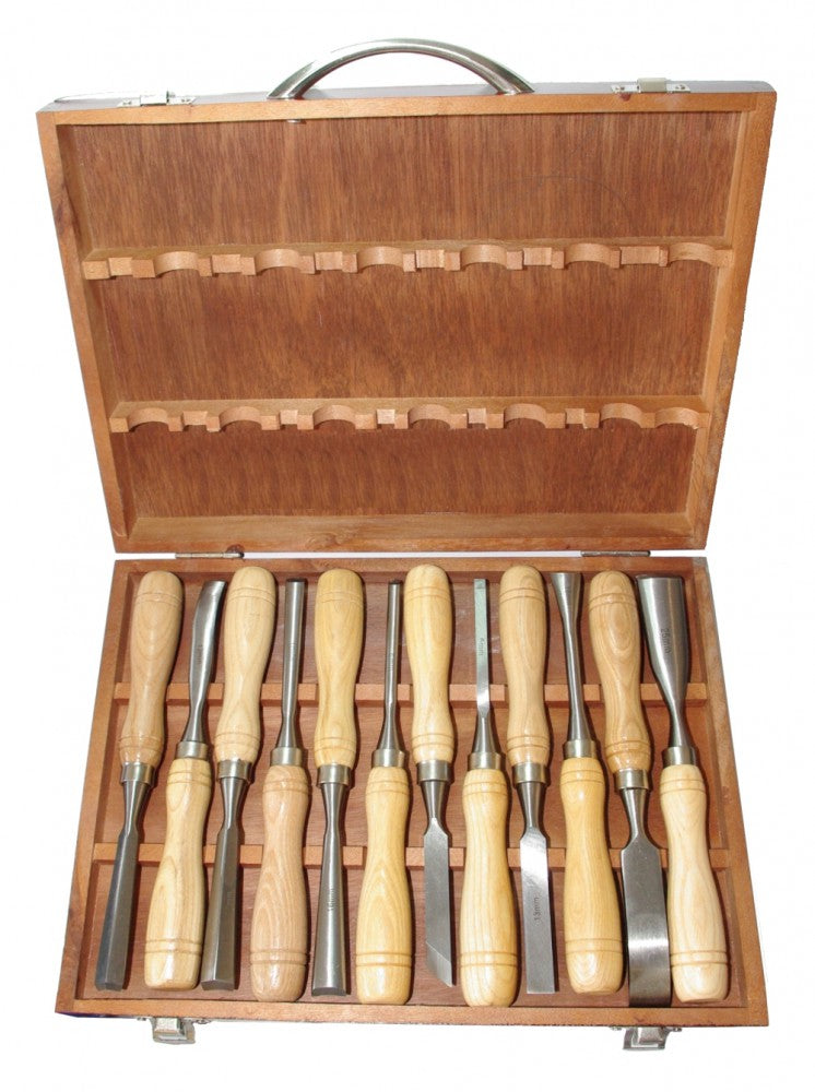 BGS 52712 Satz Schnitzwerkzeug Schnitzmesser Beitel 12 teilig in Holzkiste