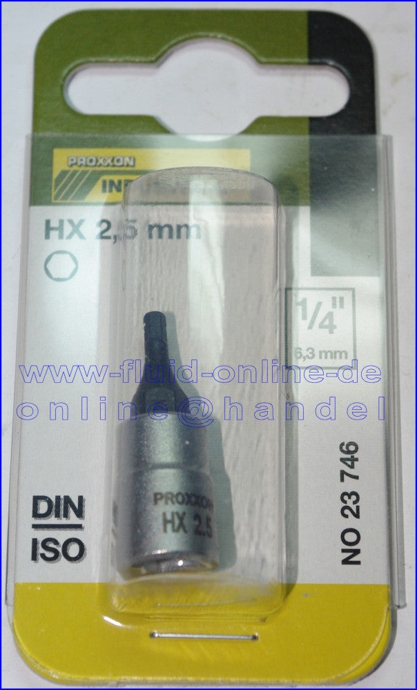 PROXXON 23746 Innensechskant Einsatz 2,5mm HX2,5 Antrieb 6,3mm (1/4')
