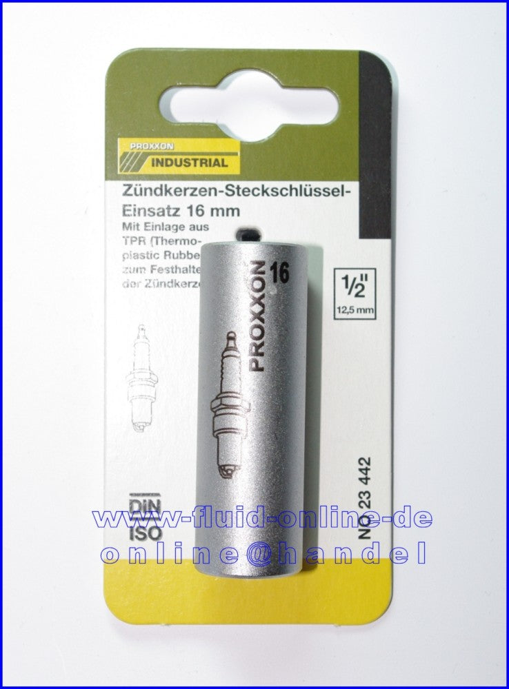 PROXXON 23442 Zündkerzen Nuss mit TPR Einlage 16mm Antrieb 12,5mm(1/2")