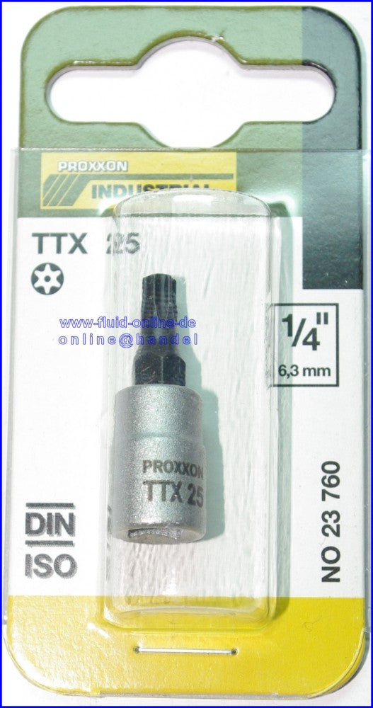 PROXXON 23760 Torx Einsatz TTX25 Antrieb 6,3mm (1/4") mit Stirnlochbohrung