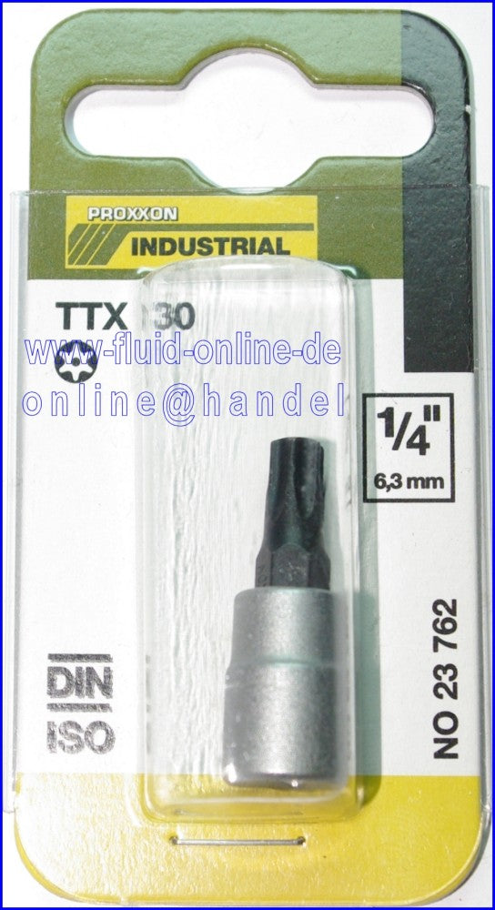 PROXXON 23762 Torx Einsatz TTX30 Antrieb 6,3mm (1/4") mit Stirnlochbohrung