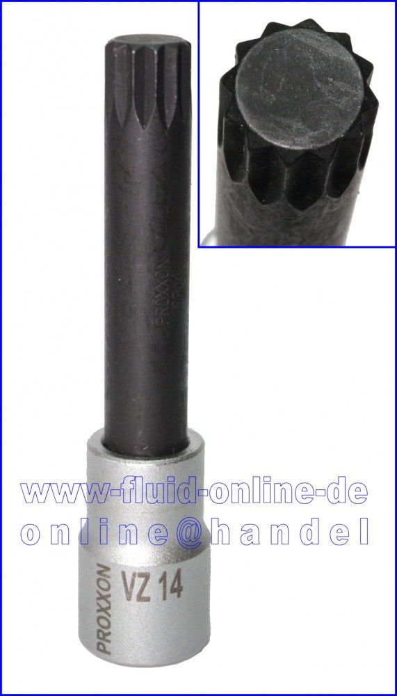 PROXXON 23374 Vielzahn XZN Einsatz Bit Nuss VZ14 Länge 100mm Antrieb 12,5mm (1/2")