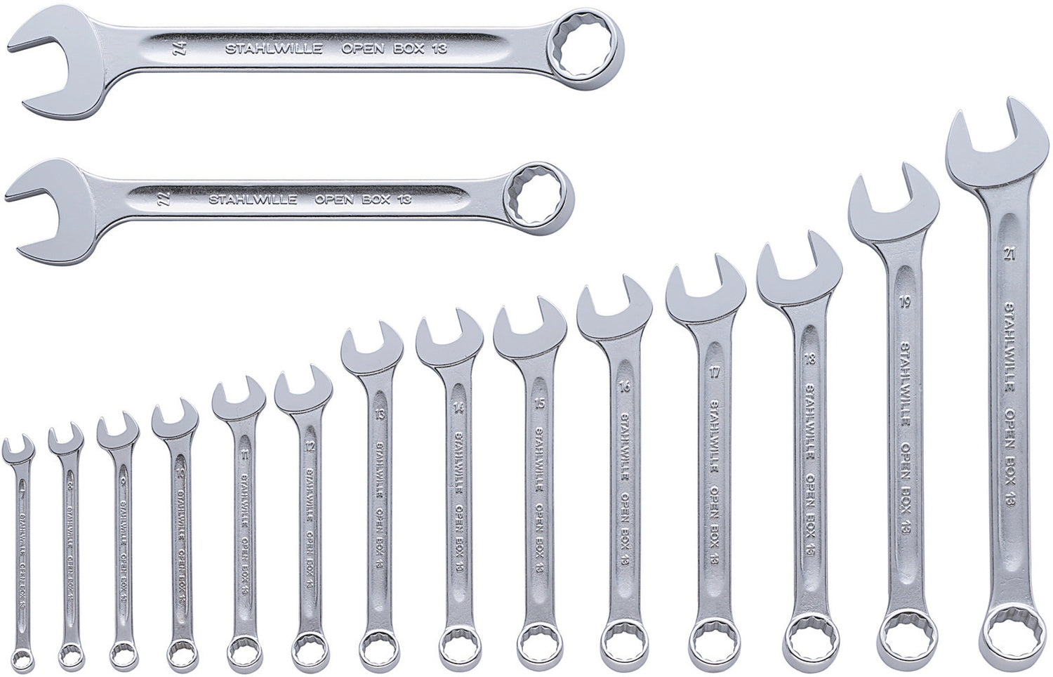 STAHLWILLE 13/16 Satz Ring-Maulschlüssel OPEN-BOX SW 7-24mm - 96400816
