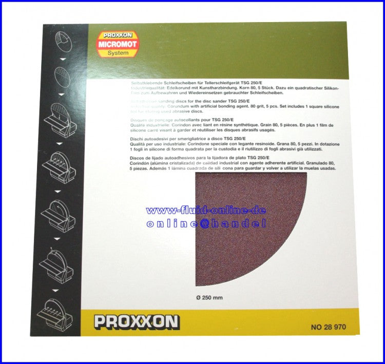 PROXXON 28970 Schleifscheiben Korn 80 + 1 x Silikonfilm für TSG250/E