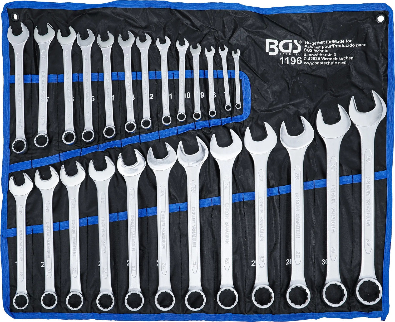 BGS 1196 Satz Ringmaulschlüssel 6-32mm metrisch 25 teilig mit Tasche