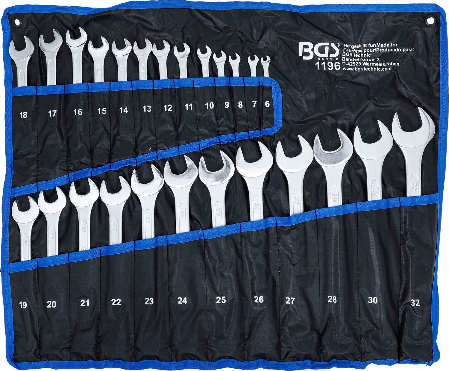 BGS 1196 Satz Ringmaulschlüssel 6-32mm metrisch 25 teilig mit Tasche