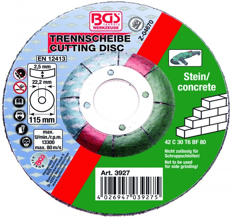 BGS 3927 Trennscheibe für Stein Ø115 x 2,5 x 22,2 mm Type 42