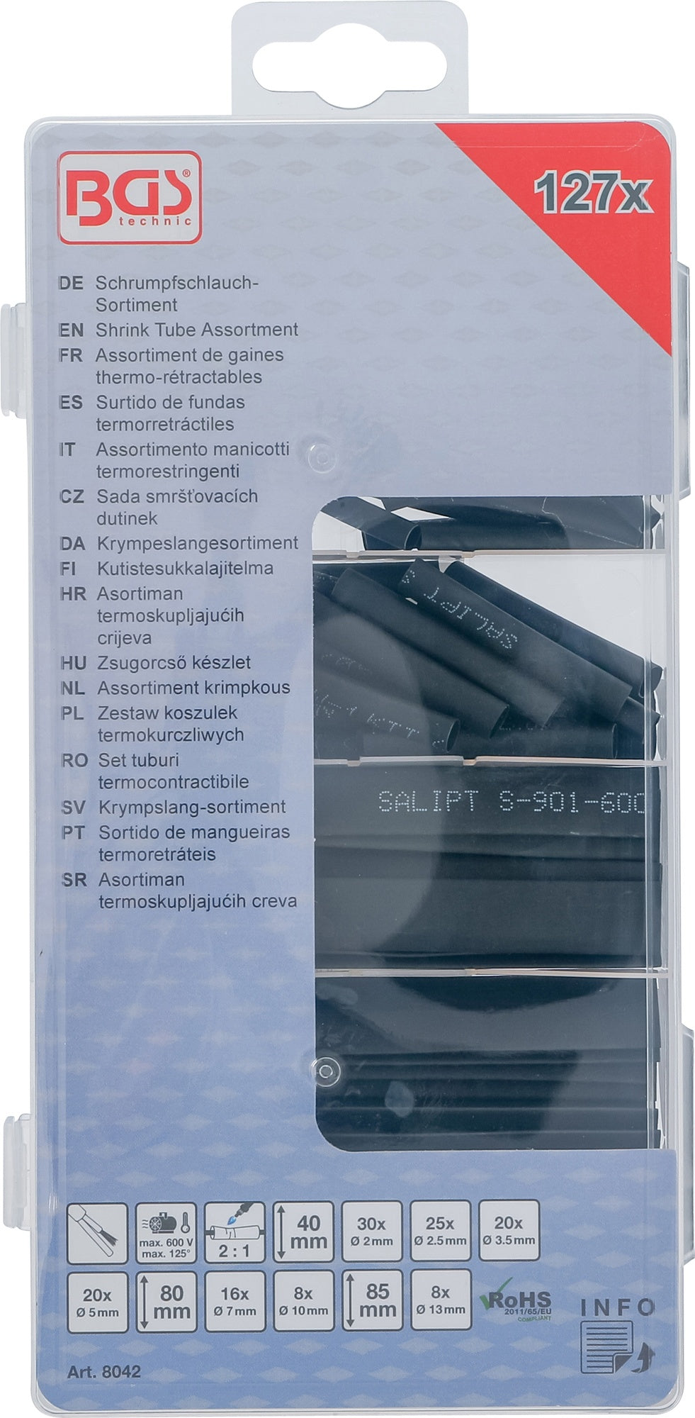 BGS 8042 Sortiment Schrumpfschlauch Set 127 teilig mit Box