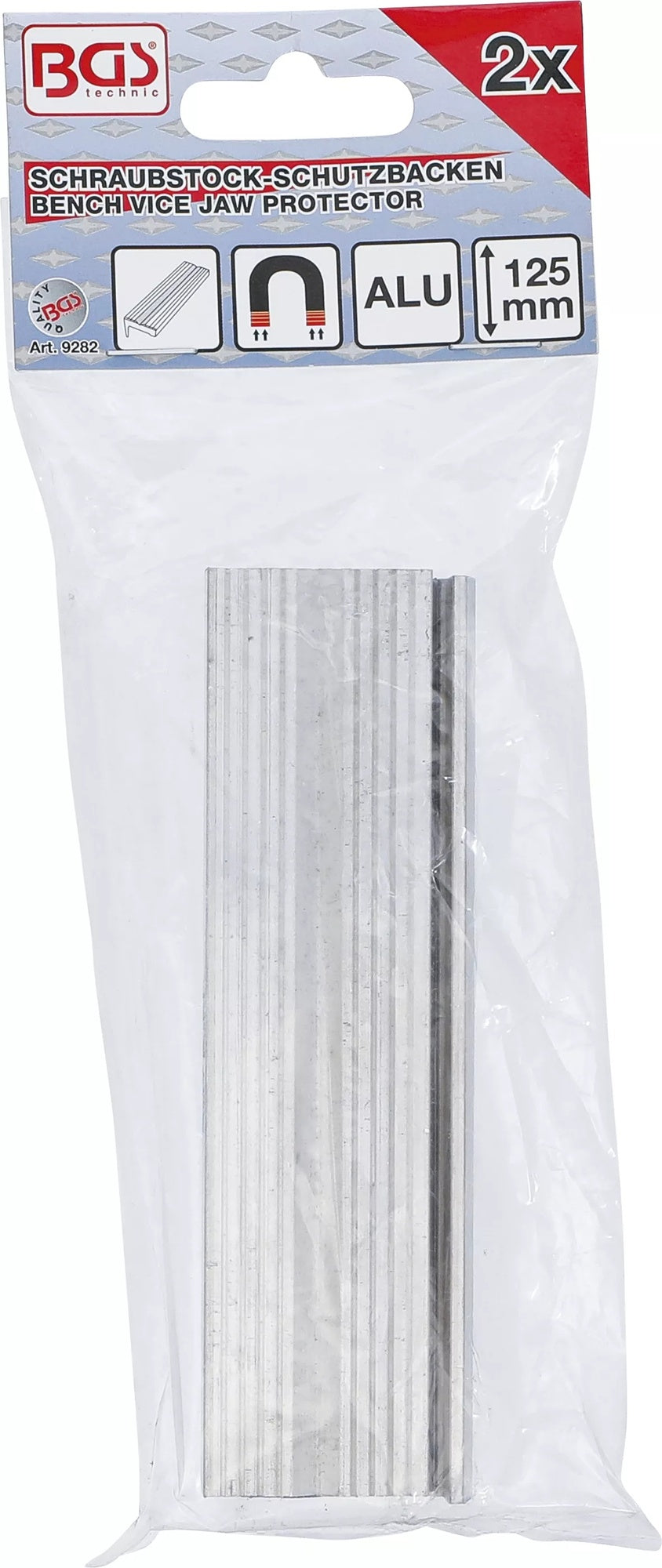 BGS 9282 Satz Schraubstock Schutzbacken aus Aluminium H Profil Breite 125mm 2 teilig