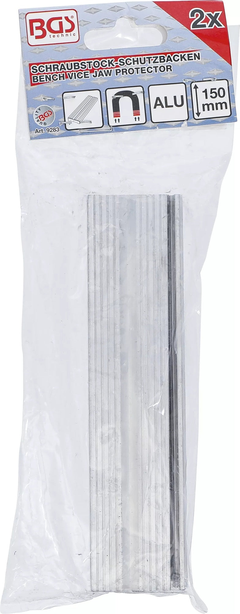 BGS 9283 Satz Schraubstock Schutzbacken aus Aluminium V Profil Breite 150mm 2 teilig