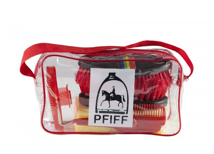 PFIFF Putzset 009359-10-1 mit Tasche Rand rot