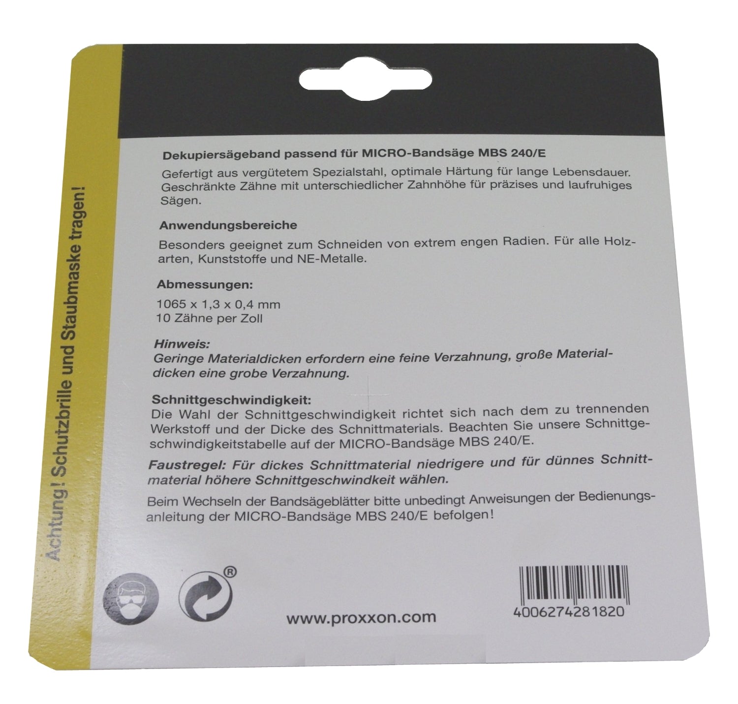 PROXXON 28182 Dekupiersägeband extrem schmal (1,3 mm), für engste Radien