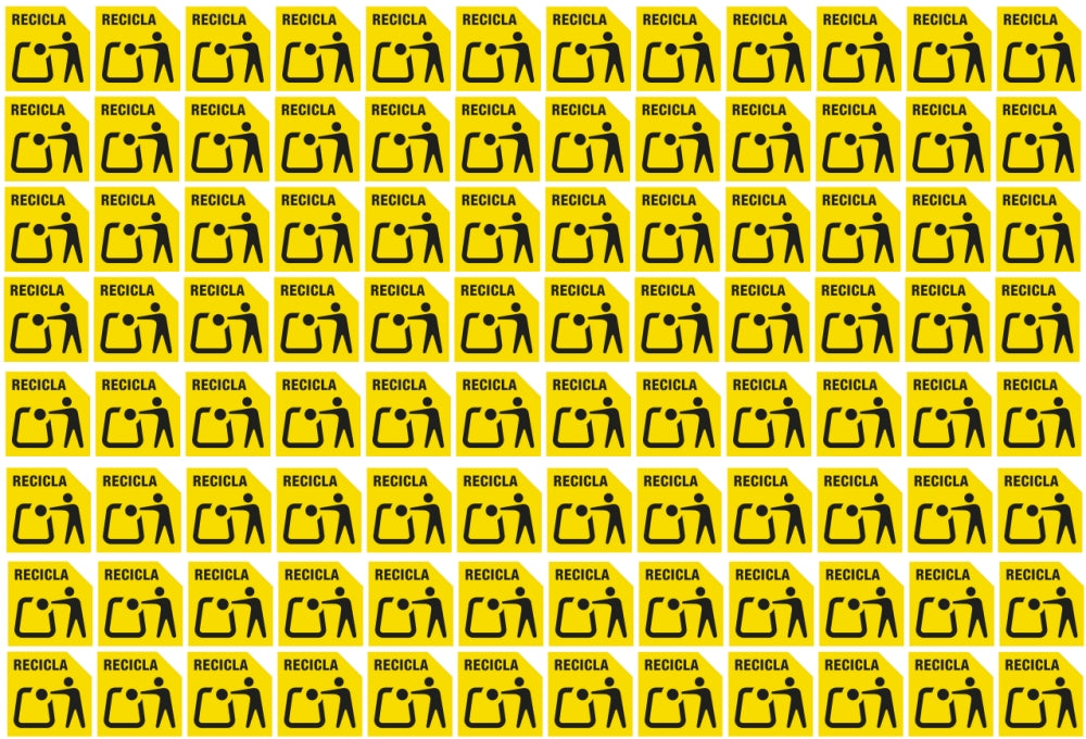Fluid ES003 96 x Aufkleber Etiketten Spanien Recicla Gelb Kunststoff-, Metall- und Verbundverpackungen