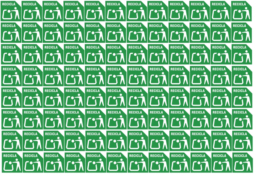 Fluid ES004 96 x Aufkleber Etiketten Spanien Recicla Grün Verpackungen aus Glas
