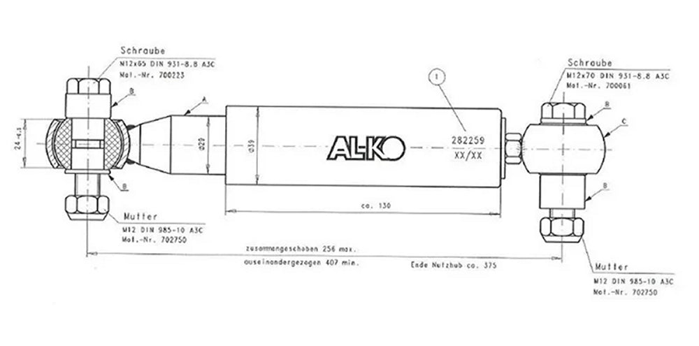 ALKO_282259 AL-KO Achteck Stoßdämpfer universal schwarz 1500 - 3000kg Alko