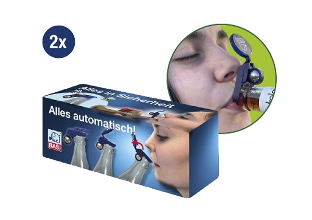 Basi 0001-0108 Automatik Flaschenverschluss 2er Set Wiederverschließen Flaschen