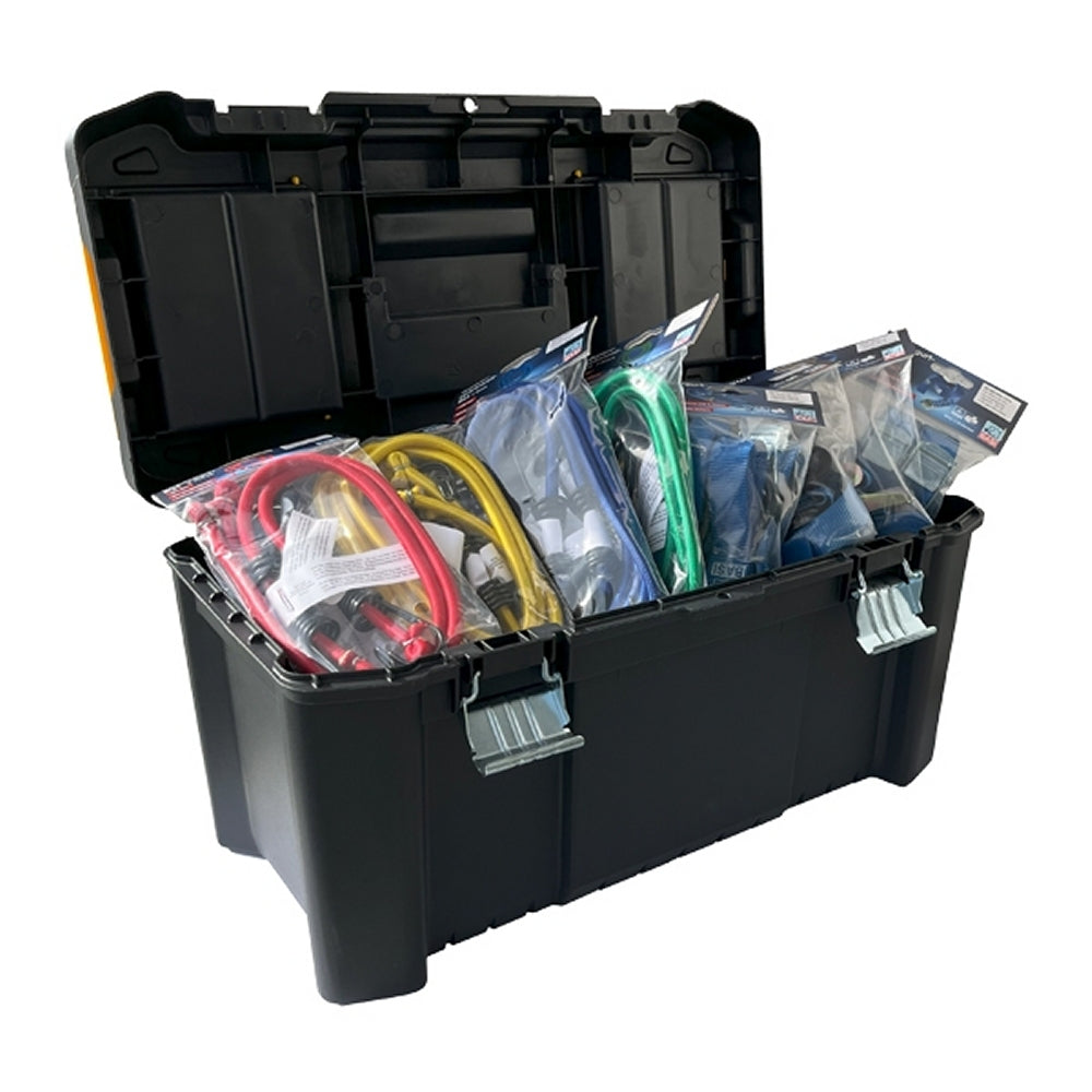 BASI 0004-0310 Sortimentskoffer Ladungssicherung 16 Gummispannseile 10 Spanngurte