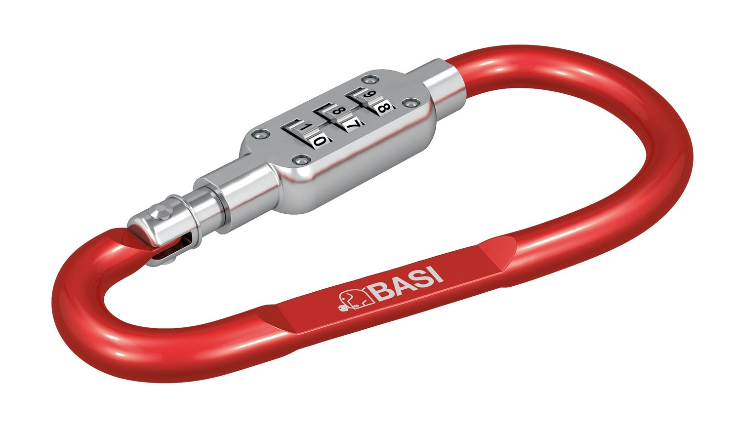 BASI 0006-0104-1400 Karabinerhaken Rot mit Zahlenschloss Schlüsselzubehör