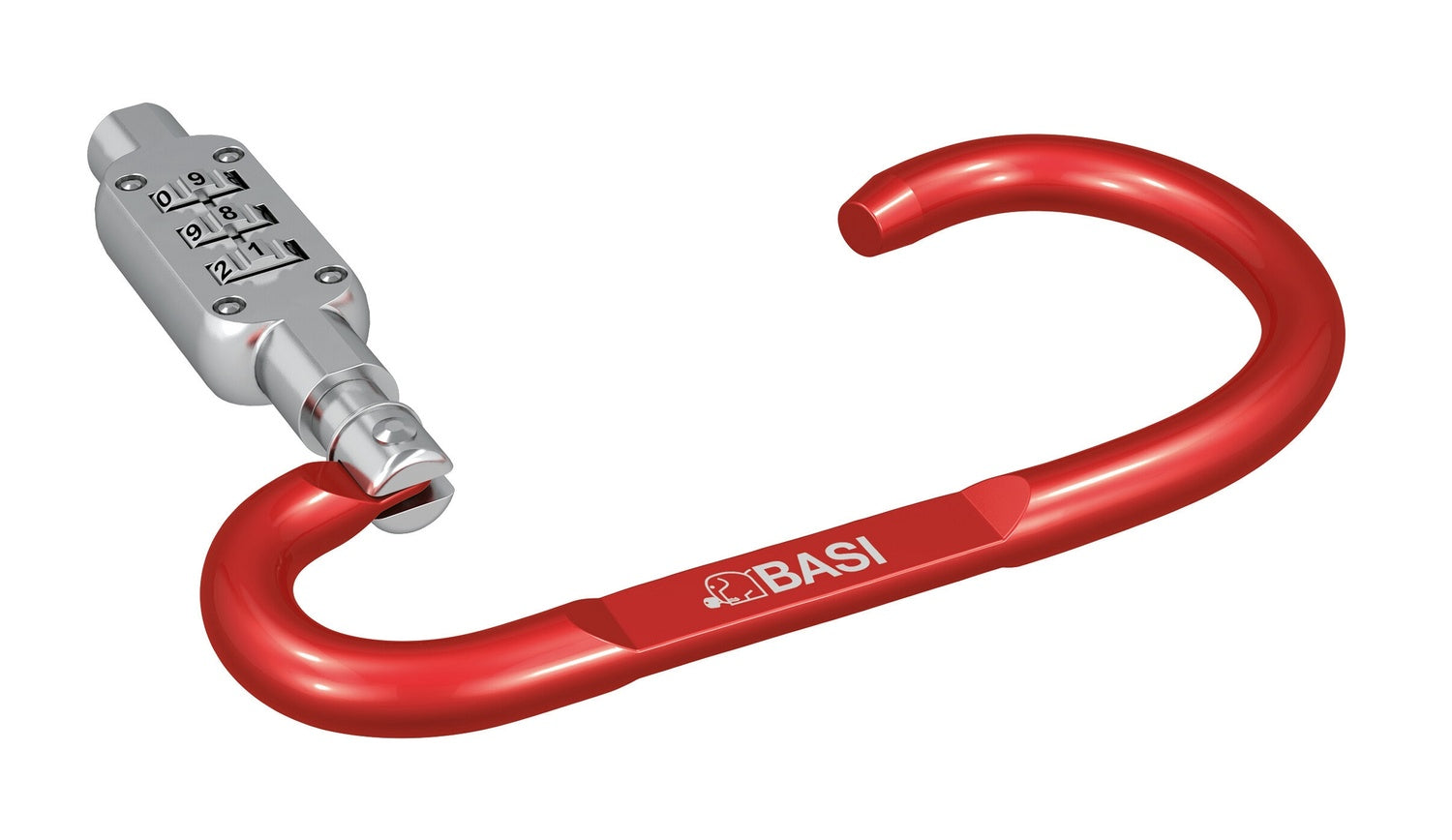 BASI 0006-0104-1400 Karabinerhaken Rot mit Zahlenschloss Schlüsselzubehör