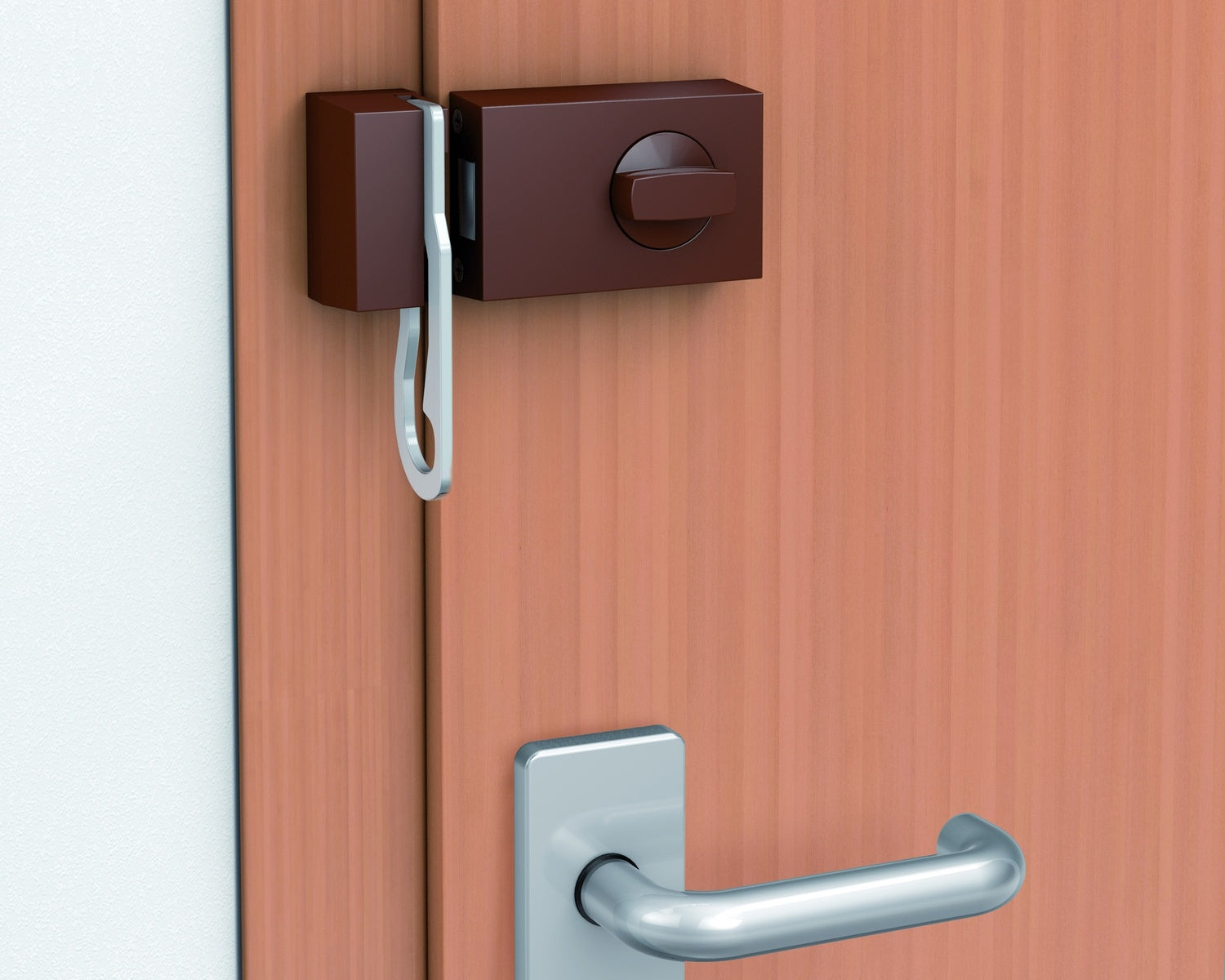 BASI KS 500-70 Braun Türzusatzschloss Eckig Sperrbügel Dornmaß 70mm