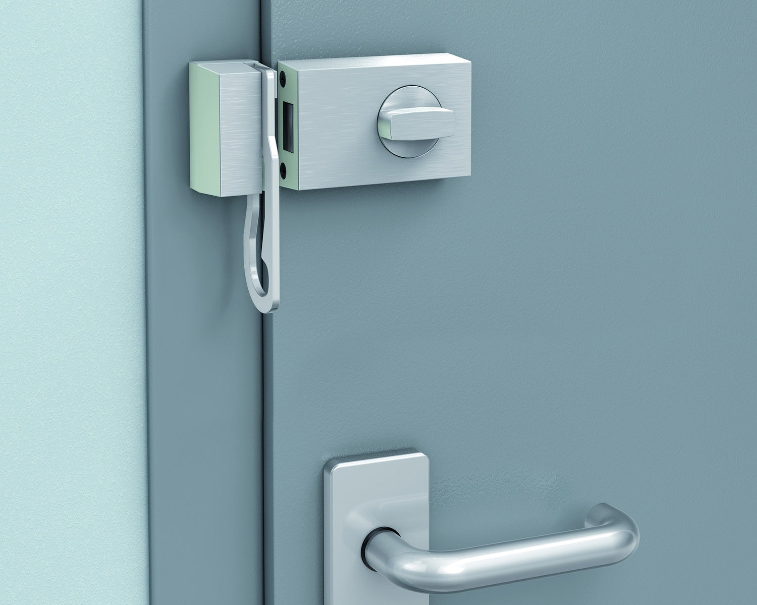 BASI KS 500-60 Edelstahlfarben Türzusatzschloss Eckig Sperrbügel Dornmaß 60mm - 1302-0208