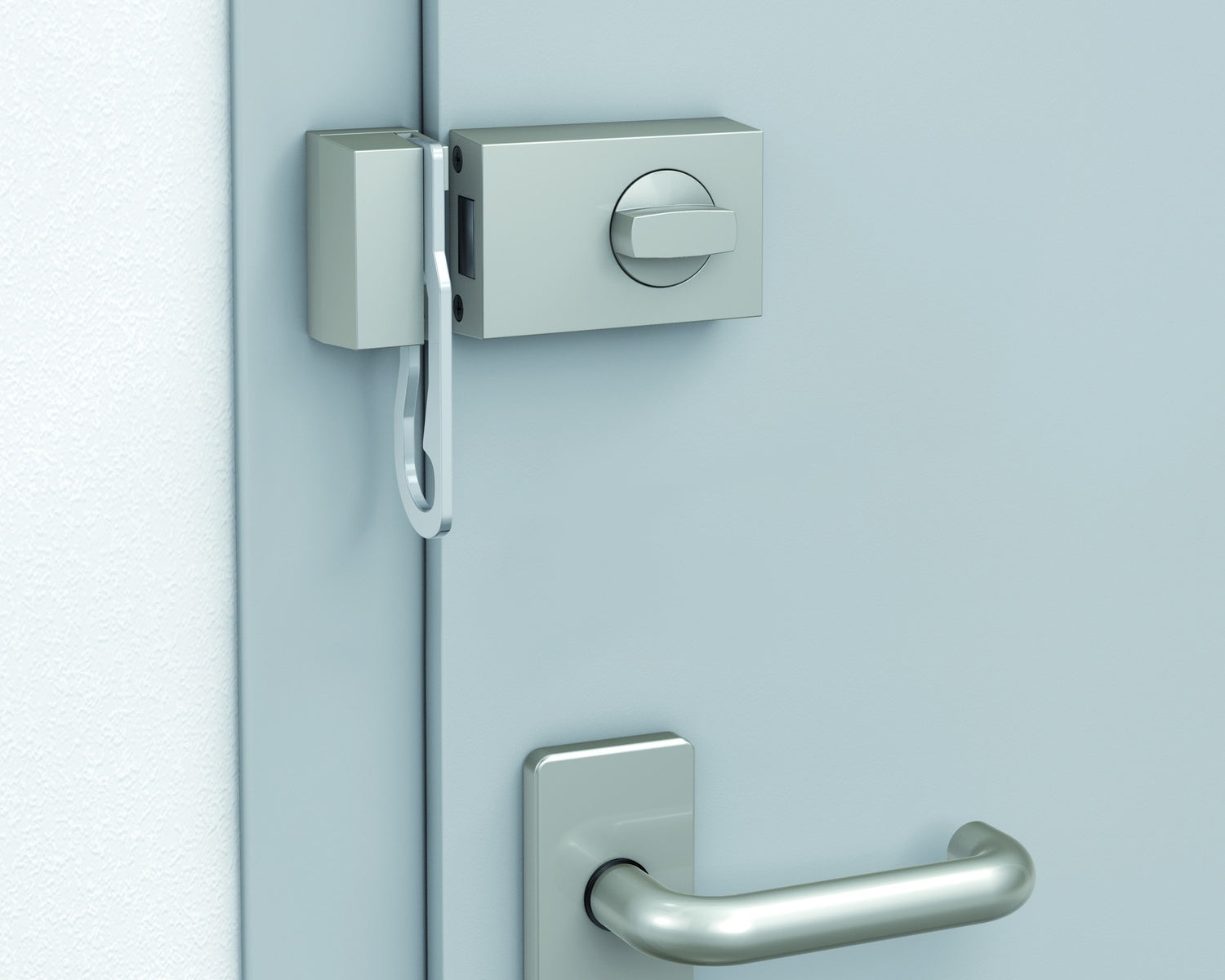 BASI KS 500-70 Silber Türzusatzschloss Eckig Sperrbügel Dornmaß 70mm