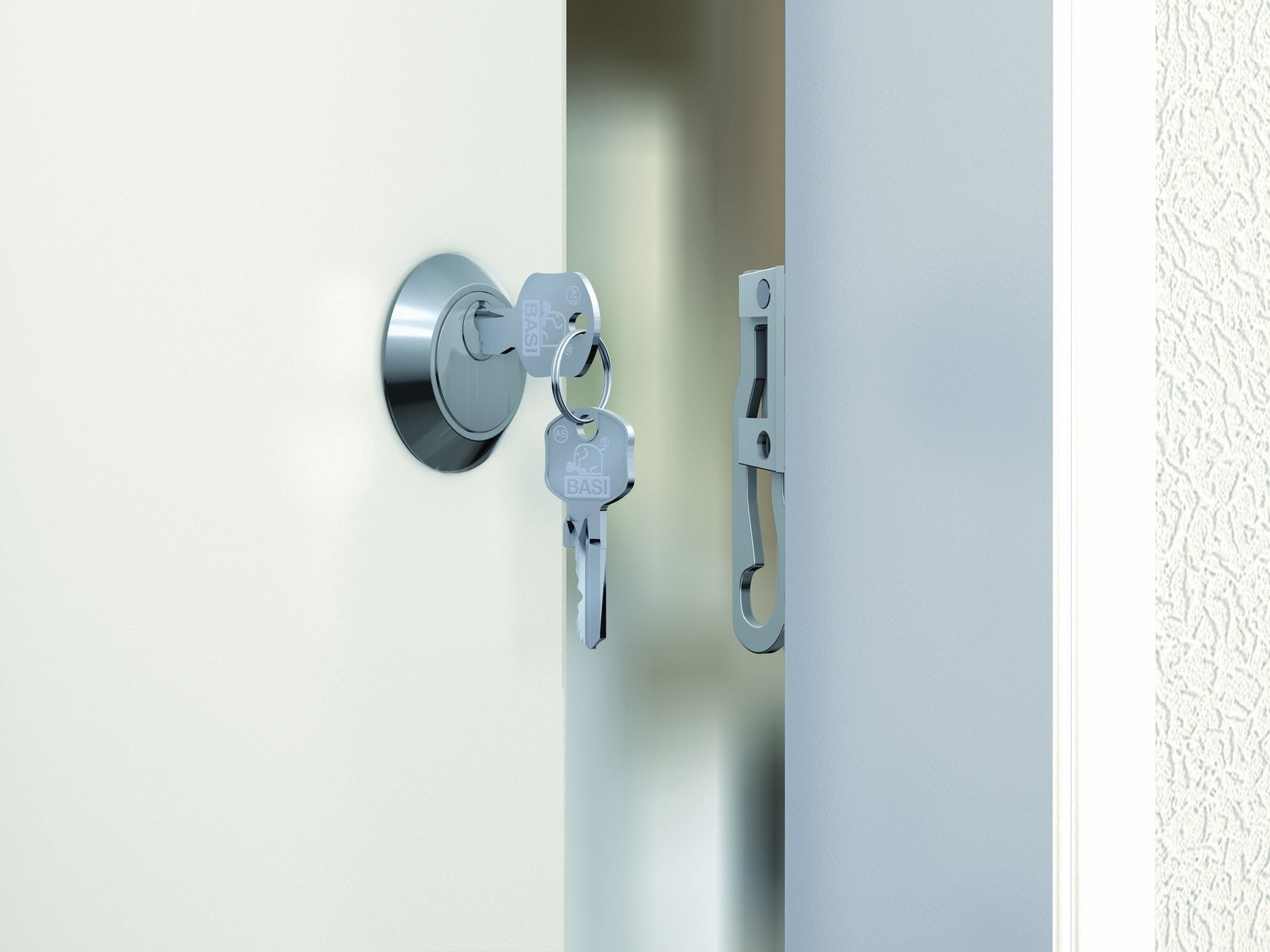 BASI KS 500-70 Silber Türzusatzschloss Eckig Sperrbügel Dornmaß 70mm
