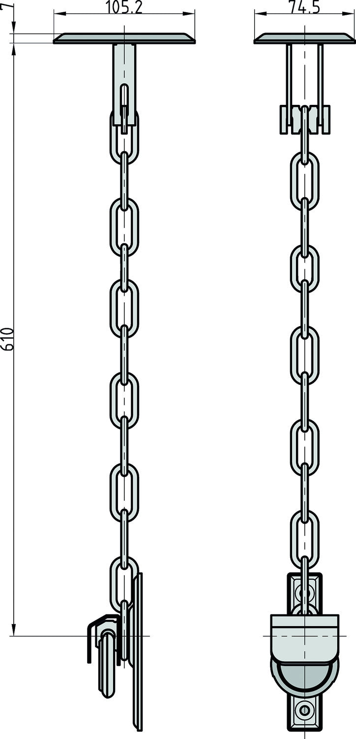 BASI GS 100 Gitterrostsicherung für Kellerschacht Länge Kette 700mm