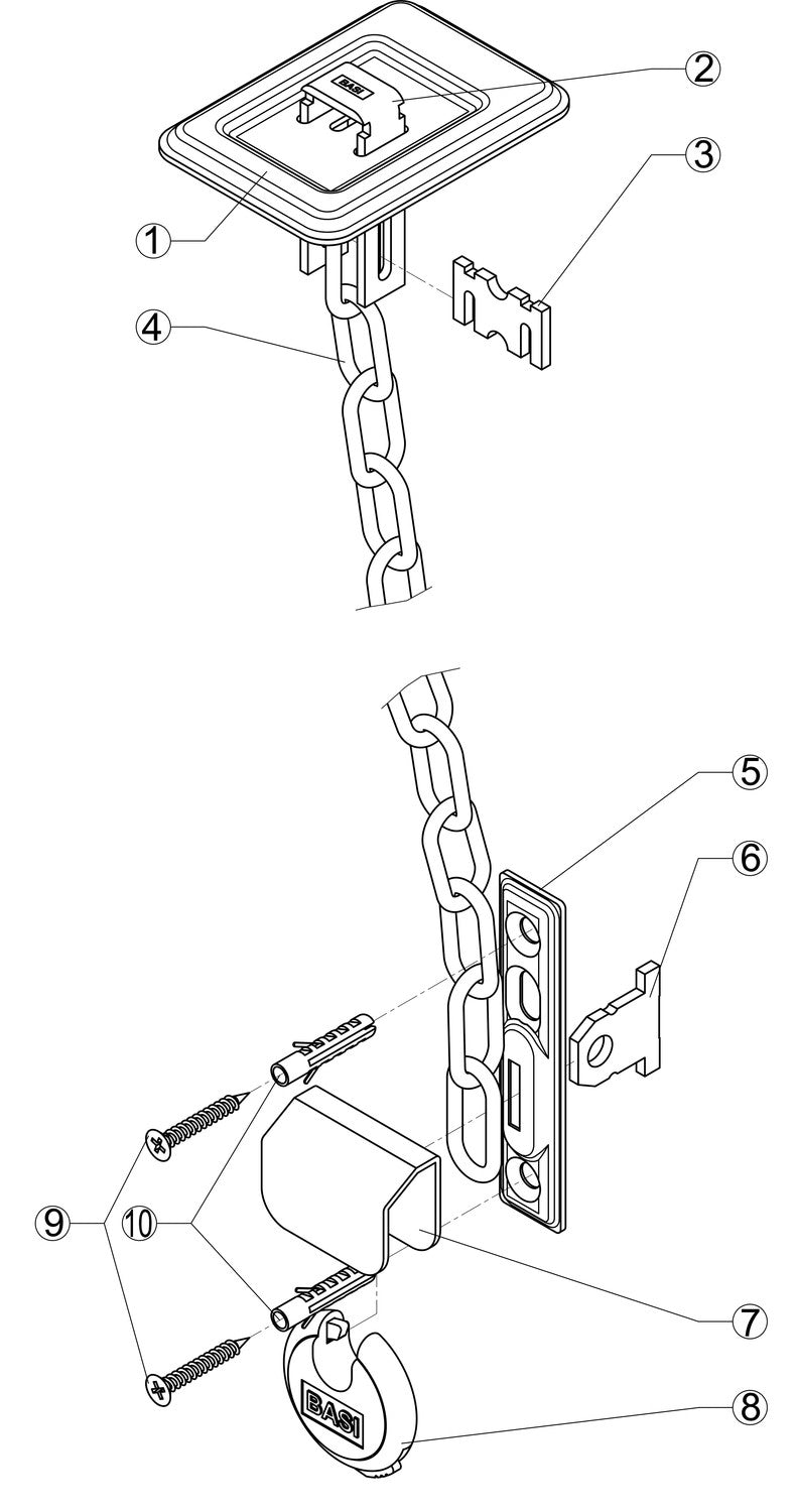 BASI GS 100 Gitterrostsicherung für Kellerschacht Länge Kette 700mm