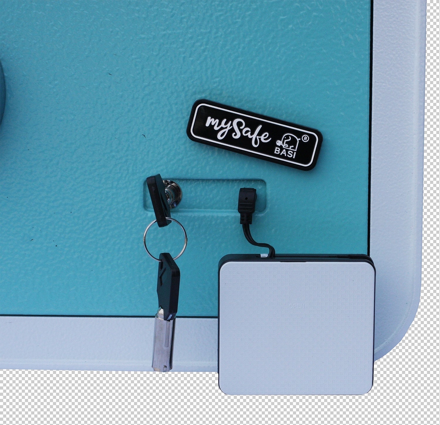 BASI mySafe 430-Fingerprint Blau-Weiß Elektronik Möbel Tresor